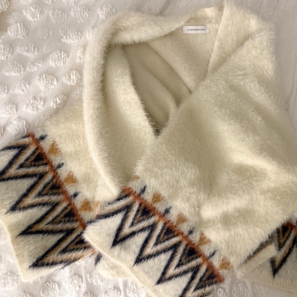 Anthropologie Cream Aztec Open Cardigan/Kimono/Jacket Size Large - Picture 6 of 16